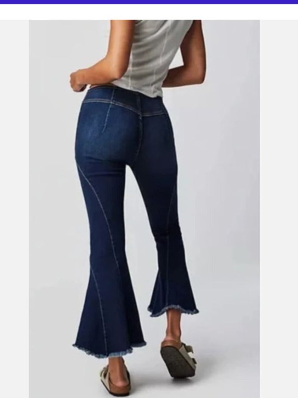 We The Free Curvy Last Dance Jeans Low Rise Flare Dark Wash Raw Hem Pull On - Picture 14 of 14